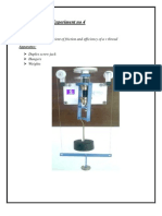 Experiment No 4 Objective:: To Determine The Coefficient of Friction and Efficiency of A V Thread