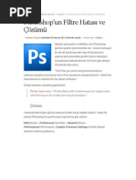 Photoshop'un Filtre Hatası Ve Çözümü