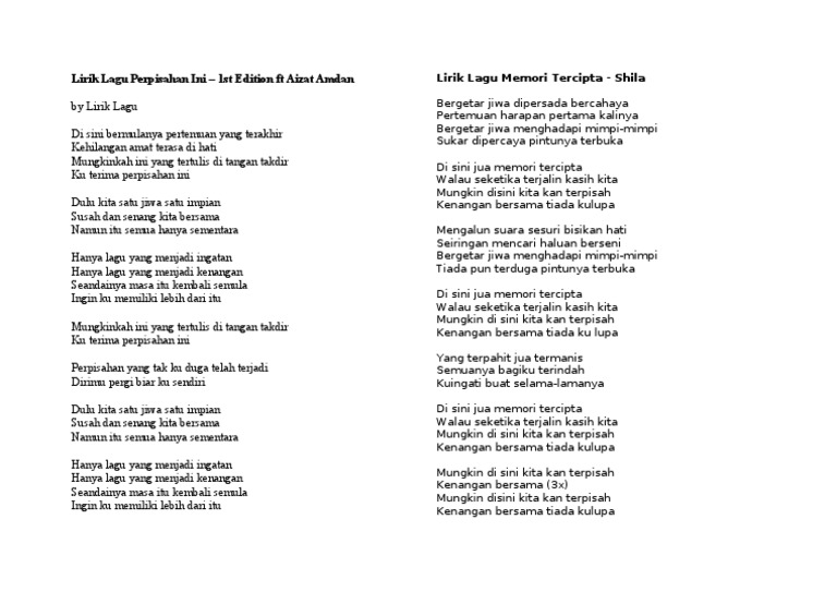 Lirik Lagu Perpisahan Ini PDF