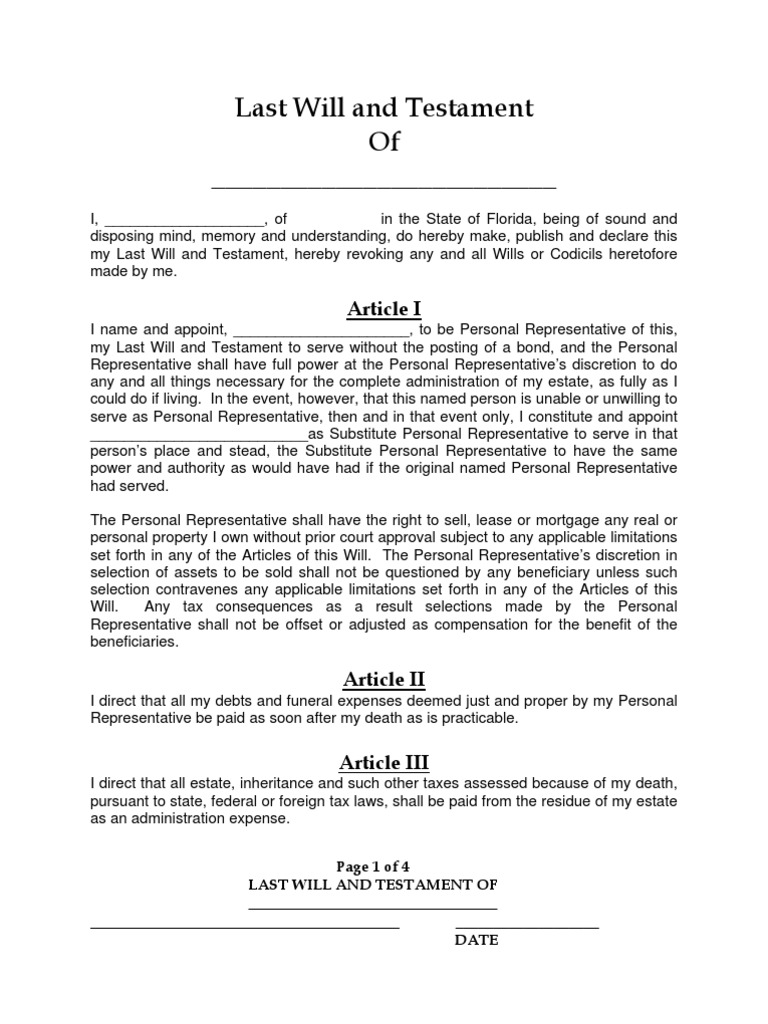 florida last will and testament form | pdf | will and testament