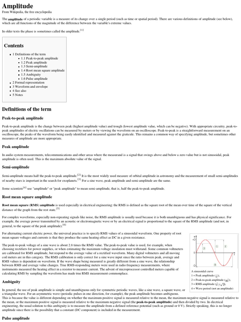 Amplitude - Wikipedia, The Free Encyclopedia | PDF