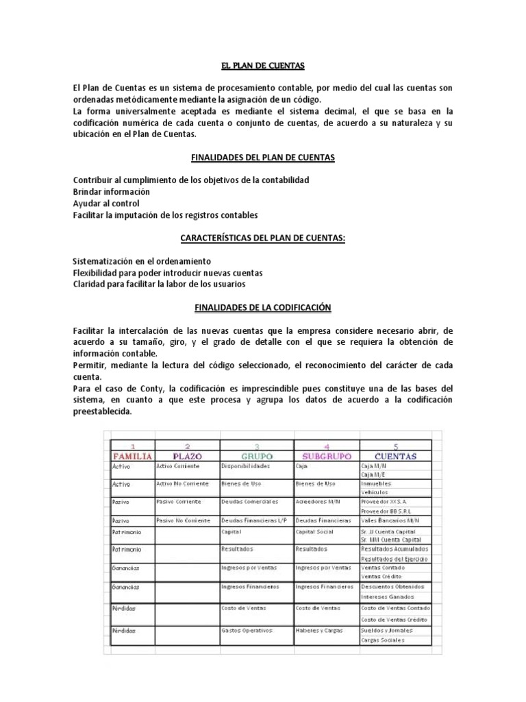 El Plan de Cuentas | PDF | Contabilidad | Impuestos