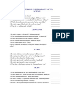 Mastermind Questions (Advanced) Science