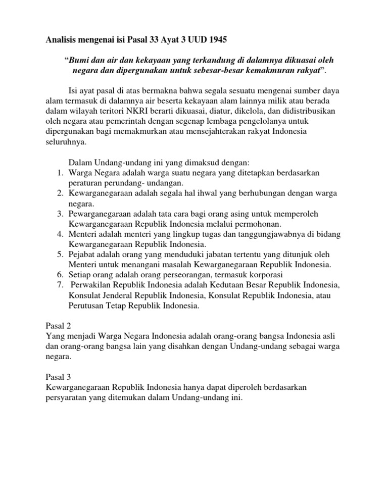 Analisis Pasal 33 Ayat 3 UUD 1945 PDF