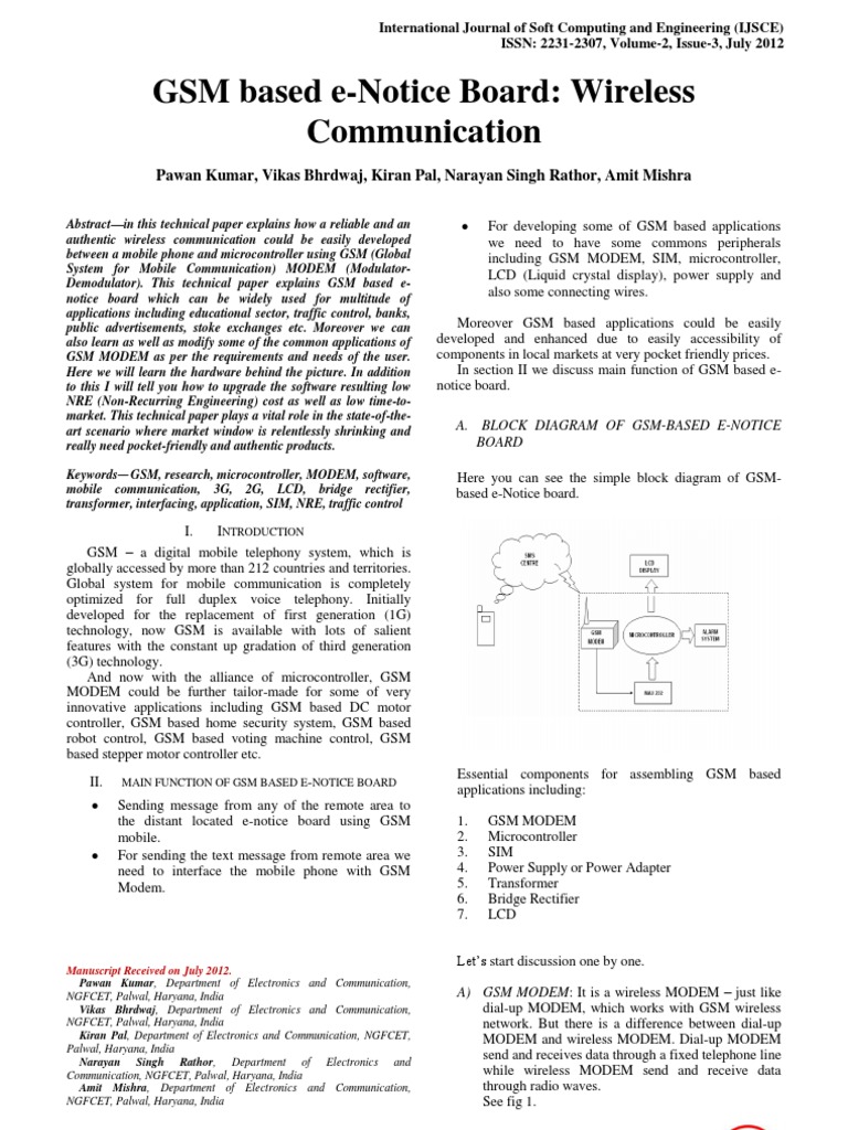 GSM Based ENotice Board PDF Direct Current Rectifier