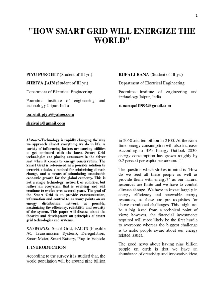 Smart Grid: Revolutionizing Energy Efficiency | PDF | Smart Grid ...
