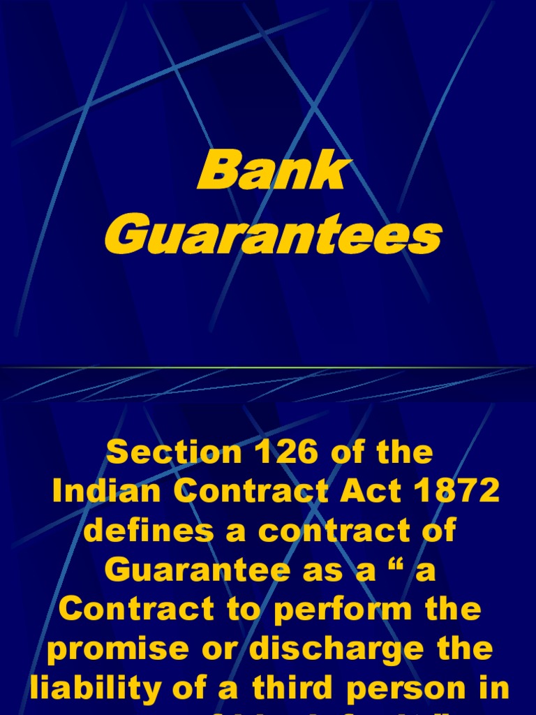 Bank Guarantees Guarantee Indemnity