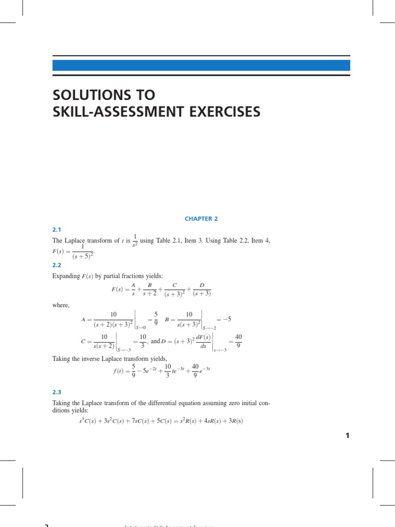 Solution of Skill Assesment Exercise of Control System Engineering by Norman  s Nise | Applied Mathematics | Control Theory