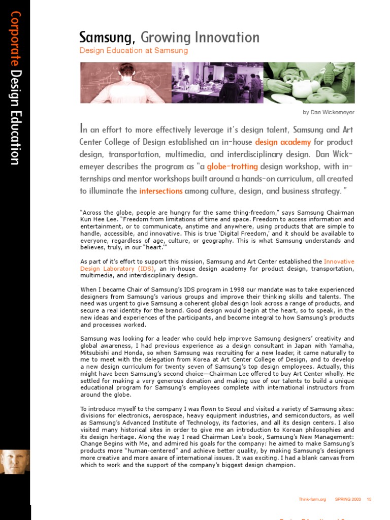 Samsung's Innovative Design Academy | PDF | Samsung | South Korea