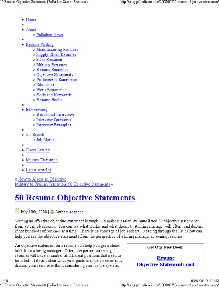 50 Resume Objective Statements - 1619387017
