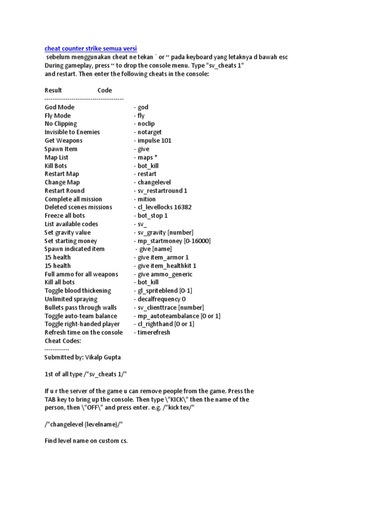 Cheat Counter Strike Semua Versi, PDF