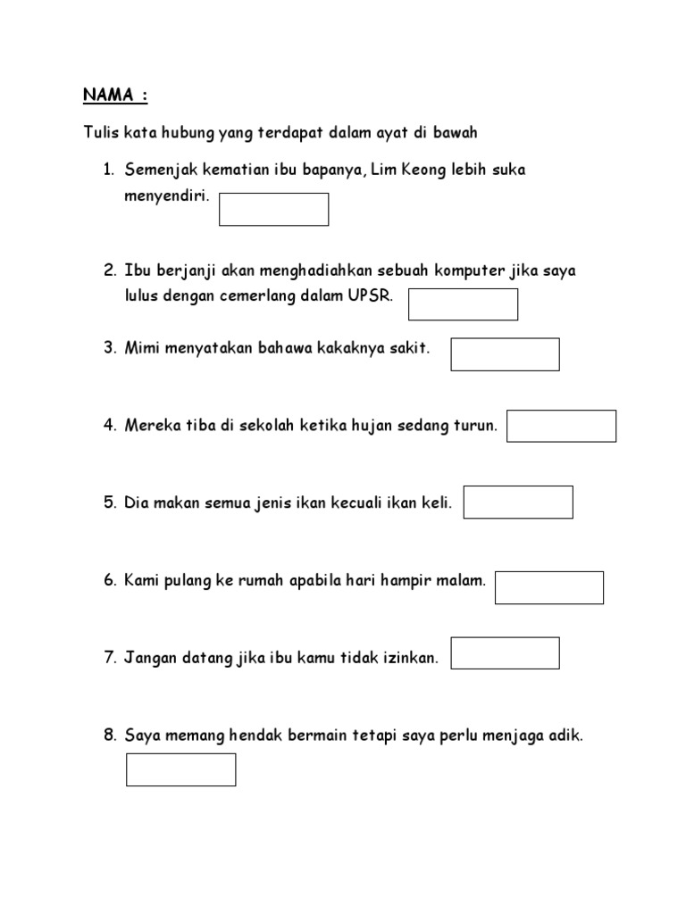 Kata Hubung Tahun 1