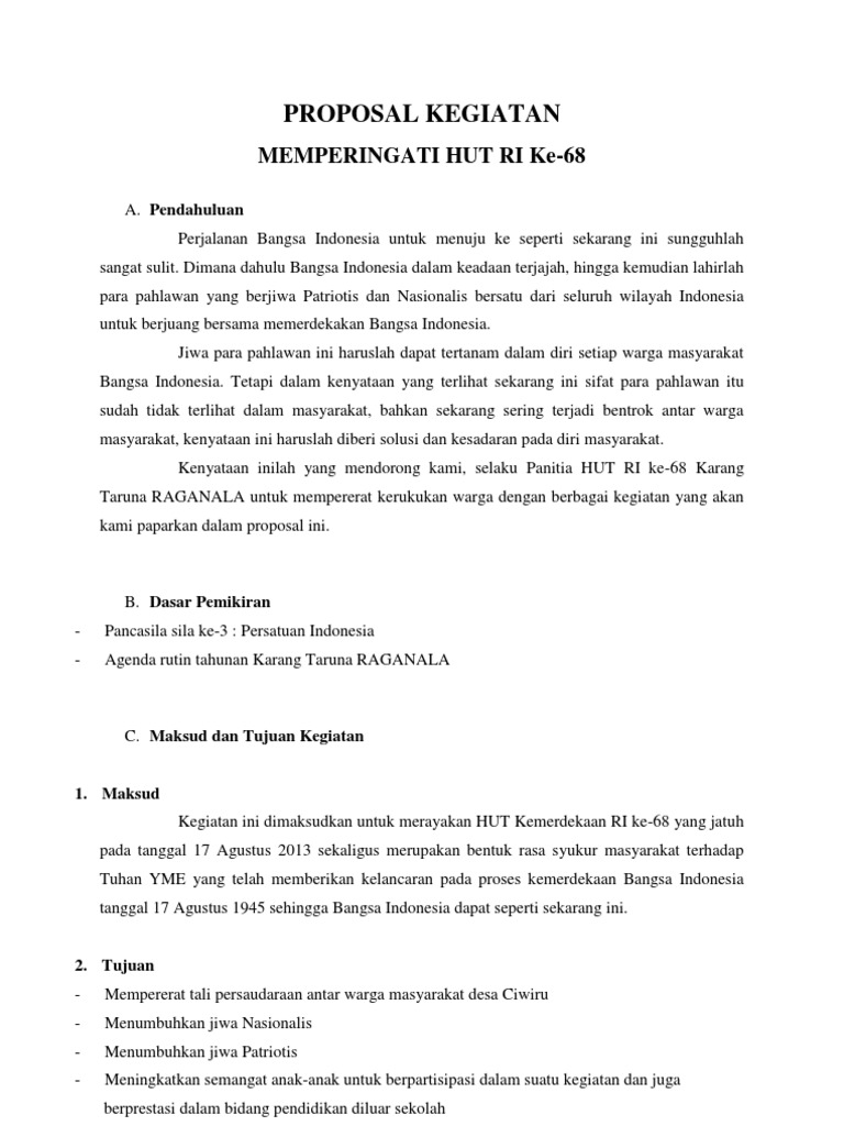 Proposal Kegiatan 17 Agustus Di Sekolah Dasar Gambar Ngetrend Dan Viral