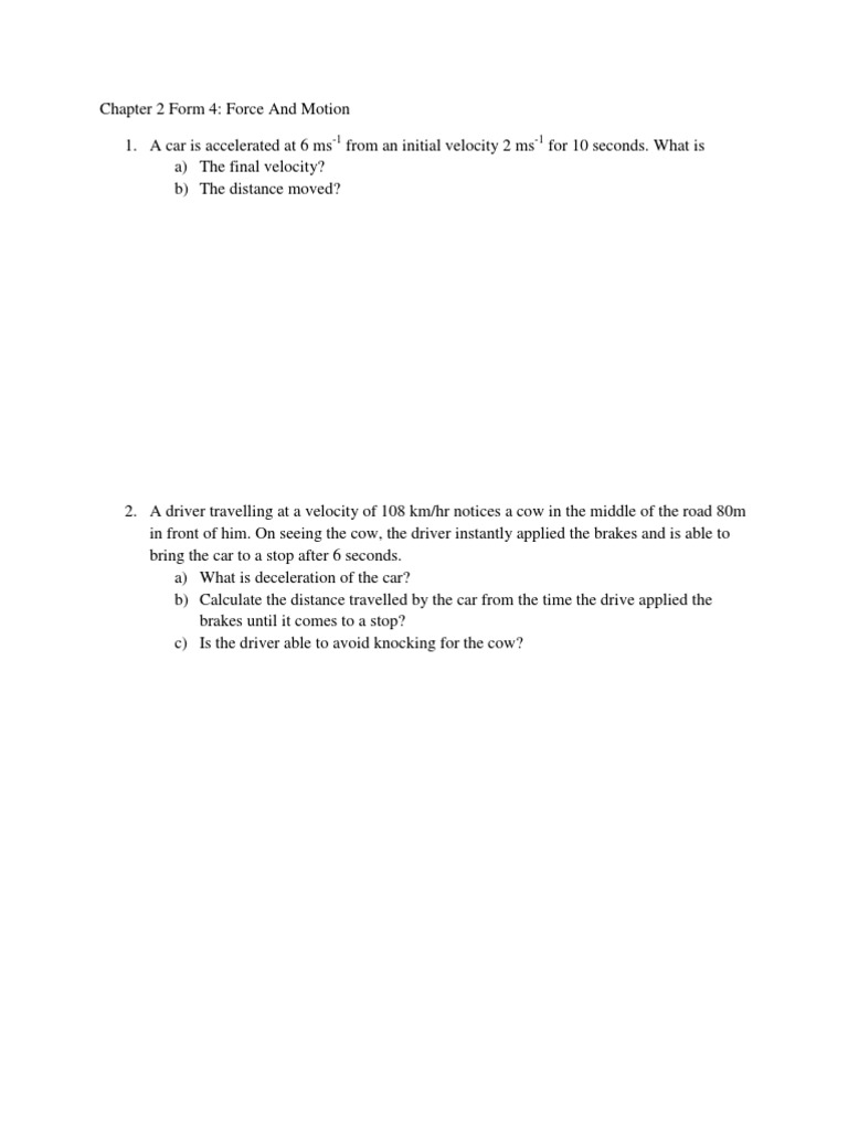 Force and Motion Problems | PDF