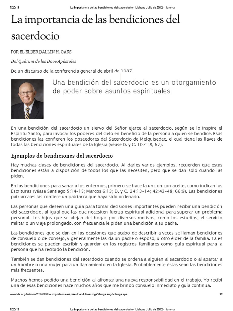 La Importancia de Las Bendiciones Del Sacerdocio - Liahona Julio de ...