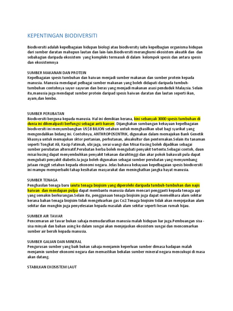 Kepentingan Biodiversiti Pdf