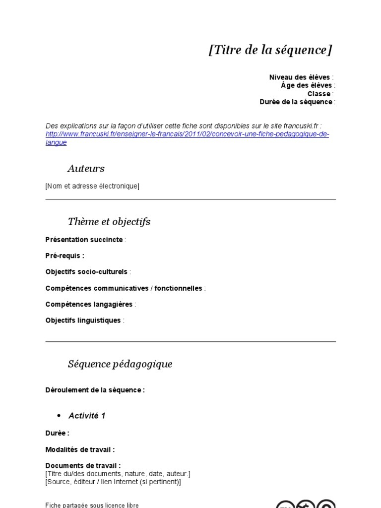 Exemple De Fiche Pour L oral De Français Pdf Modele Fiche Pedagogique FLE | PDF | Informatique | la communication