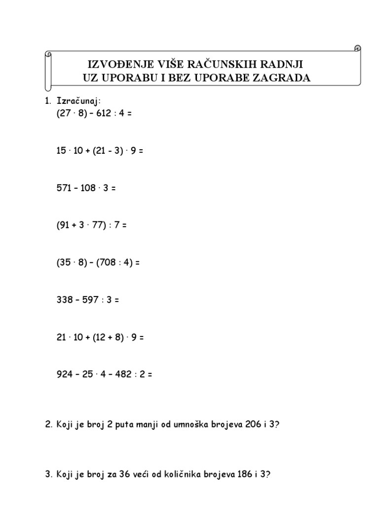 Uporaba Zagrada I Izv. Vise Rac. Radnji - 3.r | PDF