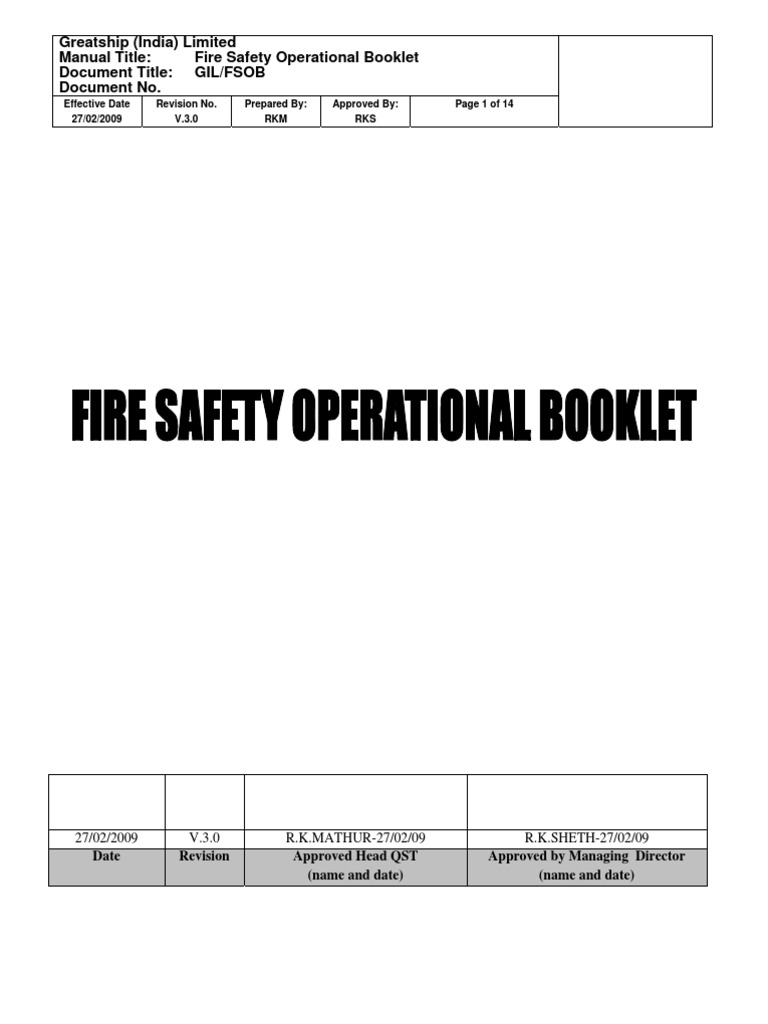 Fire Safety Operational Booklet GIL/FSOB | PDF | Dangerous Goods ...