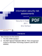 Information Security Risk Assessments: Security in Organizations 2011 Eric Verheul