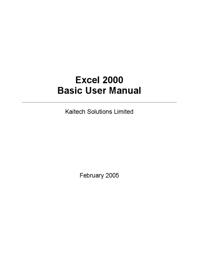 Excel 2000 Basic User Manual: Kaitech Solutions Limited | PDF
