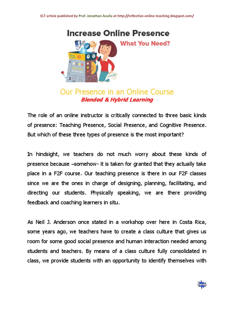 Enhancing Social Presence in Online Courses | PDF | Educational ...