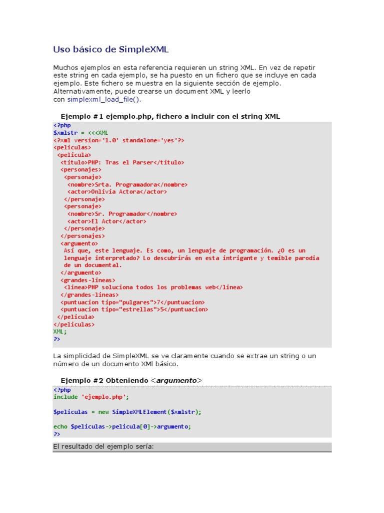 Introducción a SimpleXML en PHP | PDF | X camino | Lenguaje de programación