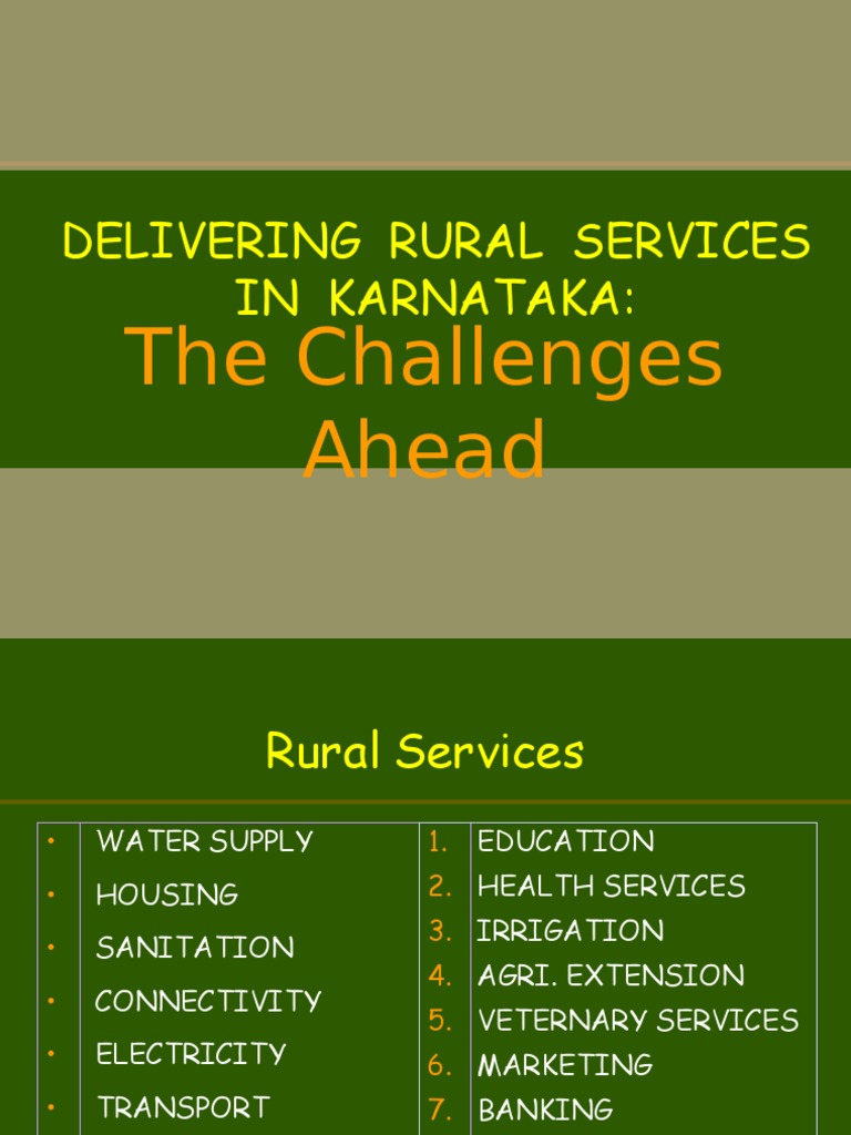 Delivering Rural Services in Karnataka:: The Challenges Ahead | PDF ...
