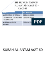 ANALISIS HUKUM TAJWID SURAH AL-AN’AM AYAT 60 – AYAT 65