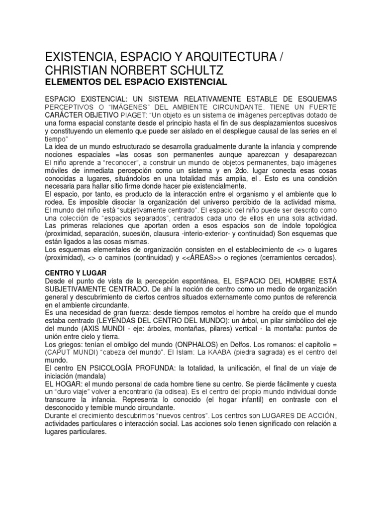 Existencia, Espacio y Arquitectura - Christian Norbert Schultz | PDF ...