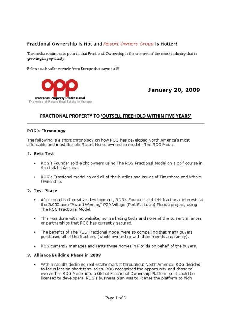 ROG's Fractional Ownership Model Success | PDF | Ownership | Market ...