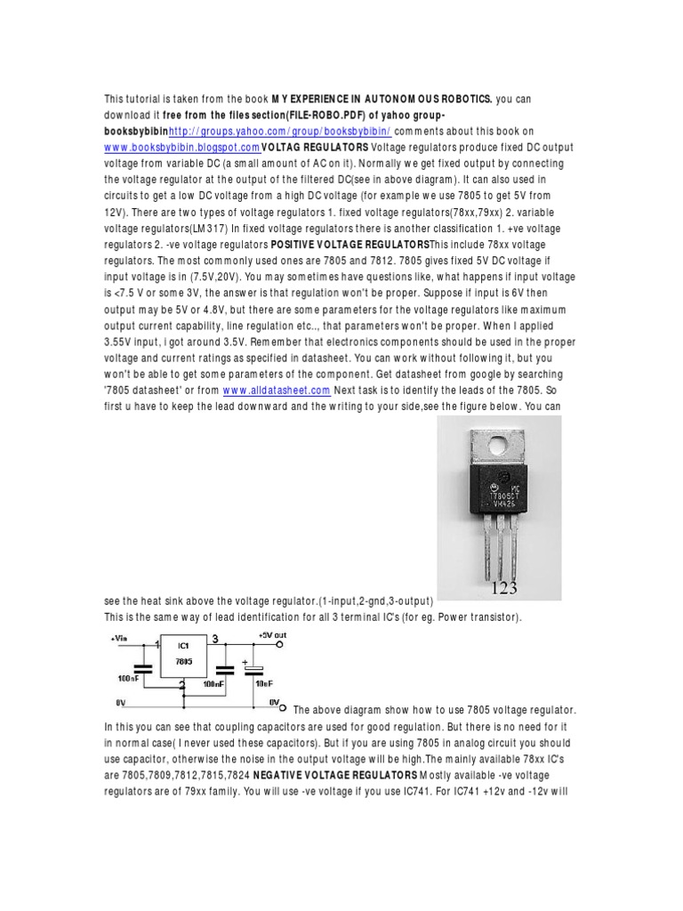 7805 Voltage Regulator | Download Free PDF | Electromagnetism | Electricity