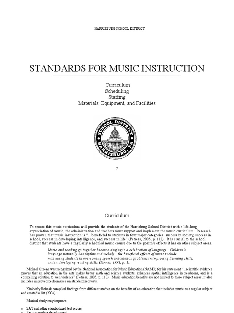 Harrisburg Music Instruction Standards | PDF | Music Education | Curriculum