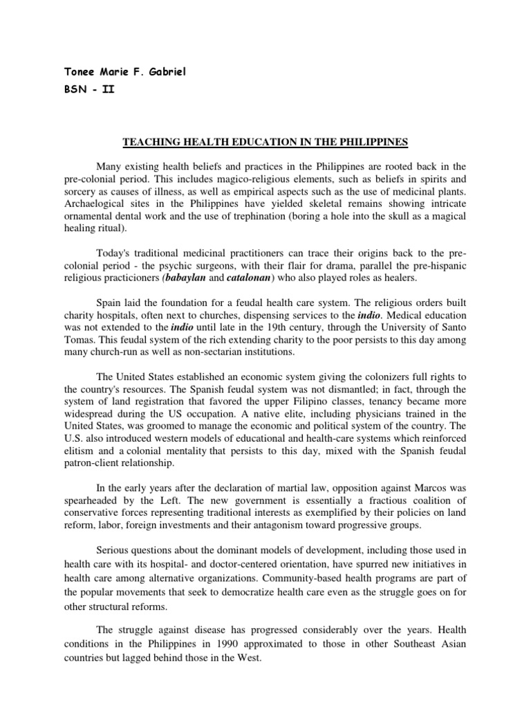 Health Education in The Philippines | PDF | Public Health | Physician