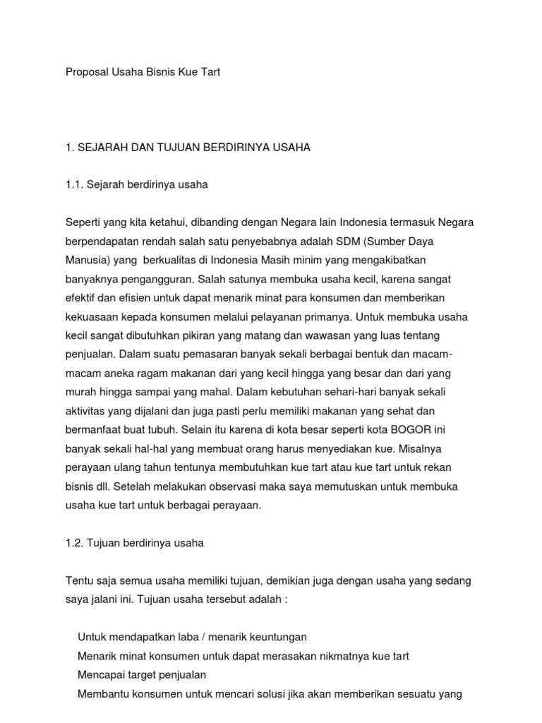 Proposal Usaha Bisnis Kue Tart