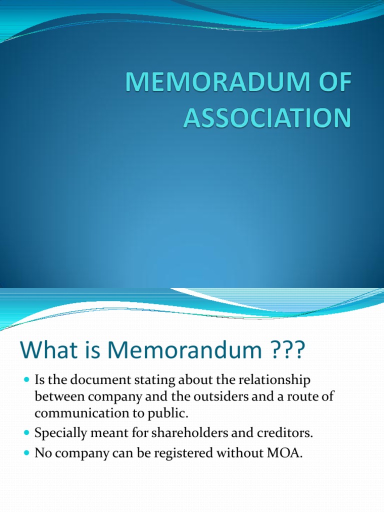 Memoradum of Association PDF Guarantee Business Law