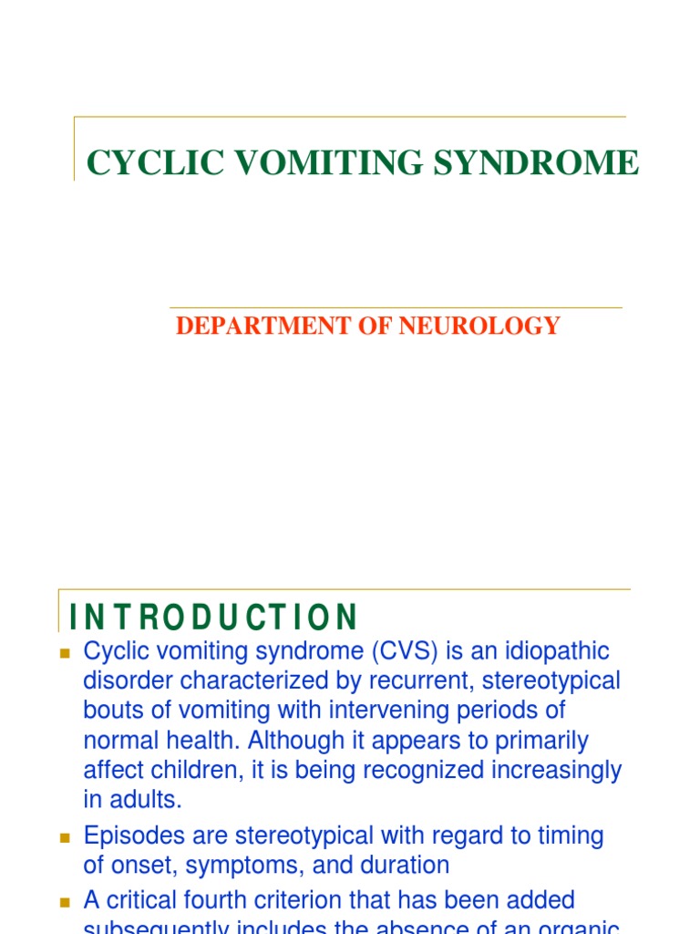 Cyclic Vomiting Syndrome Pdf Migraine Headache