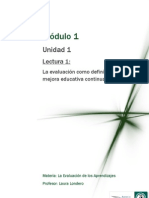 Lectura 1 La Evaluación Como Definición de La Mejora Educativa Continua