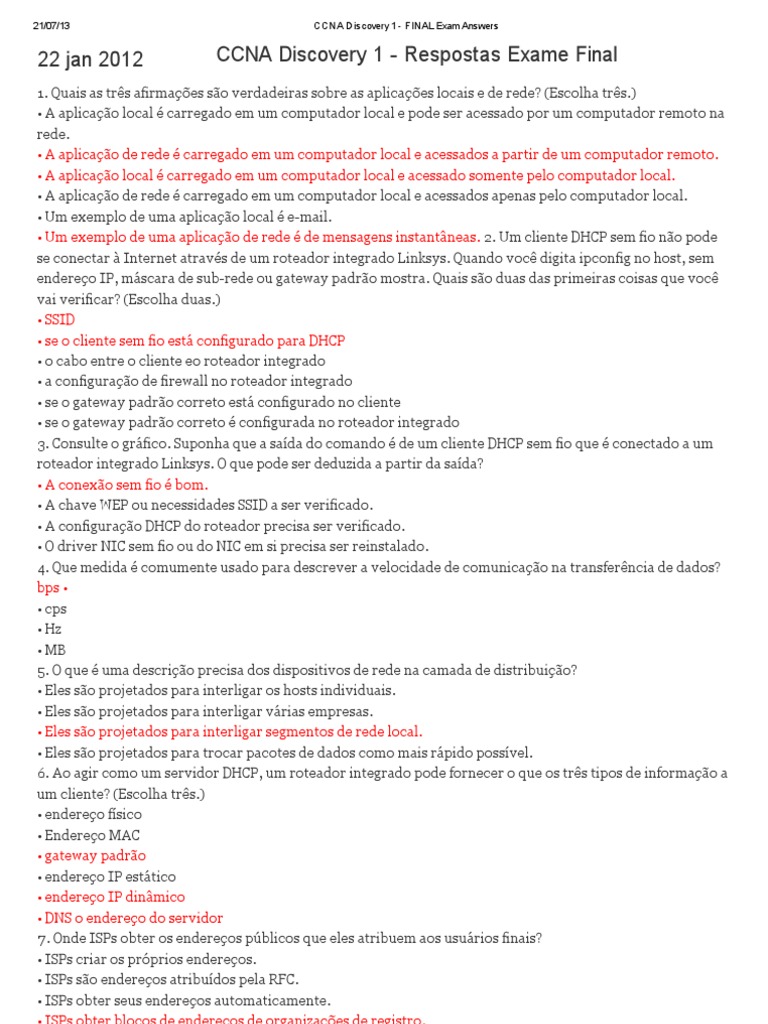 Ccna 1 Final Exam Online