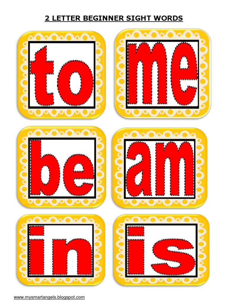 Kindergarten -2 letter beginner Sight Words