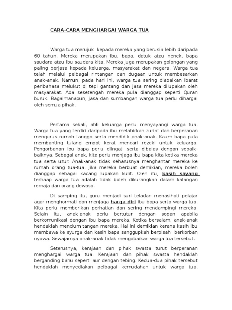 Cara Cara Menghargai Warga Tua