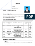 Resume: Cours e Specialisat Ion Institute/ University Percent Age Year of Passin G