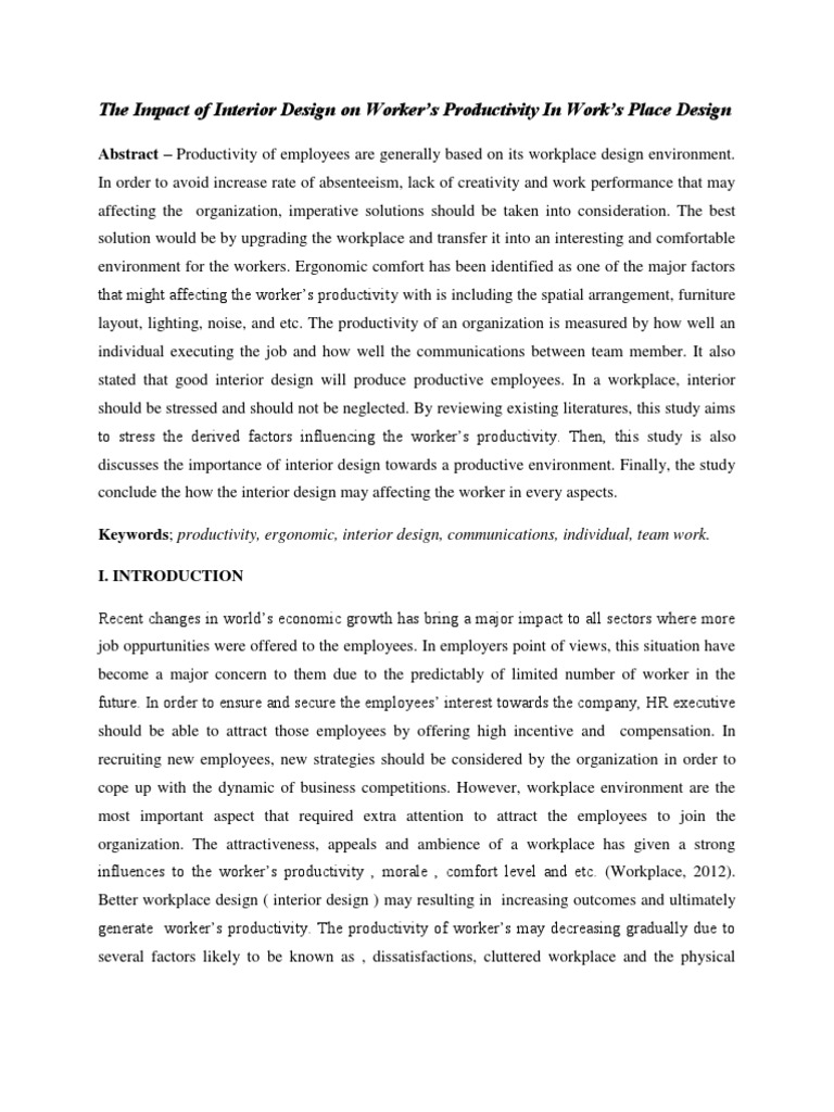 Interior Design's Role in Productivity | PDF | Color | Employment