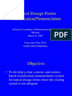 Topical Dosage Forms Classification/Nomenclature: Advisory Committee of Pharmaceutical Science Meeting March 12, 2003