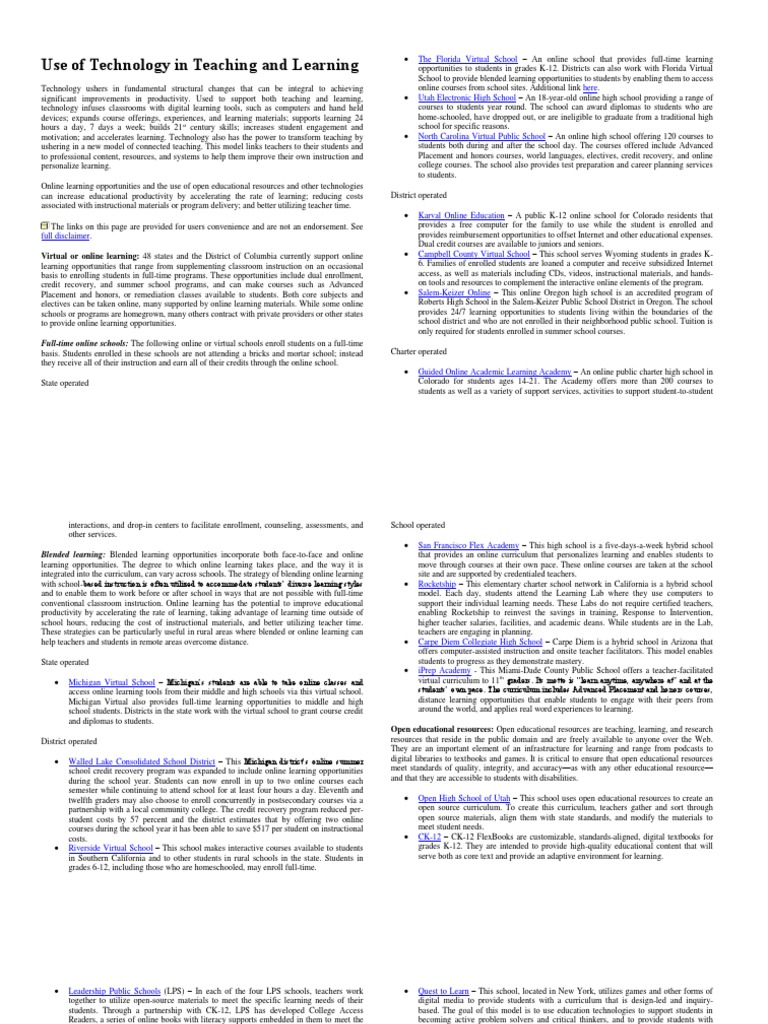 Technology in Teaching and Learning | PDF | Educational Technology ...