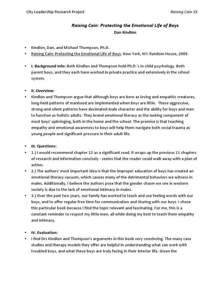 Raising Cain Summary PDF Behavioural Sciences Aggression