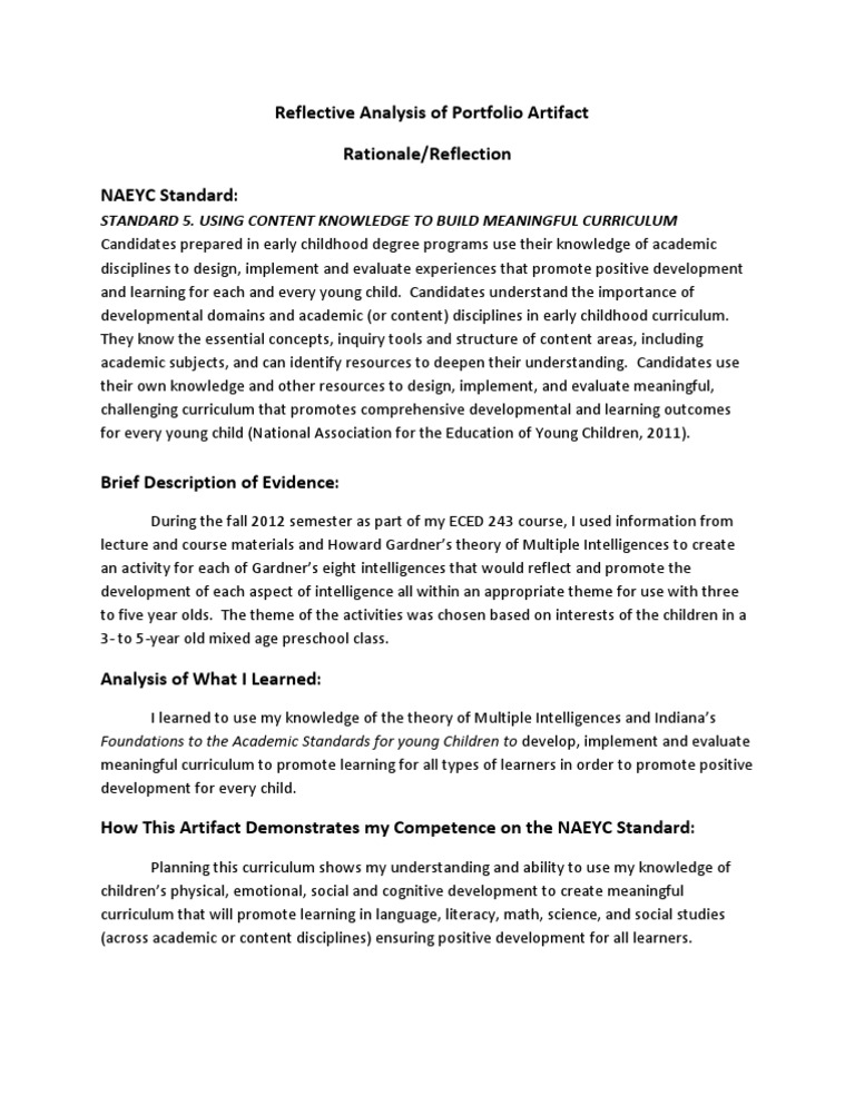 Reflective Analysis on Early Childhood Curriculum | PDF | Curriculum ...