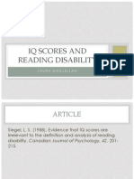 iq scores and reading disability