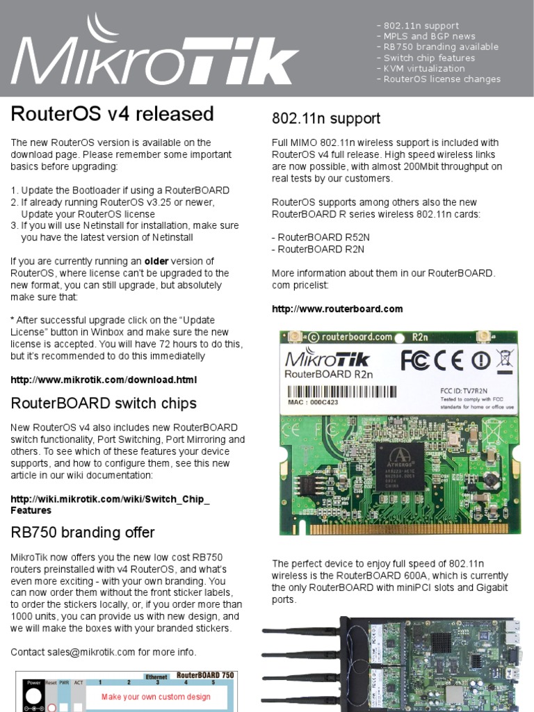 Routeros V4 Released: 802.11N Support | PDF | Multiprotocol Label ...