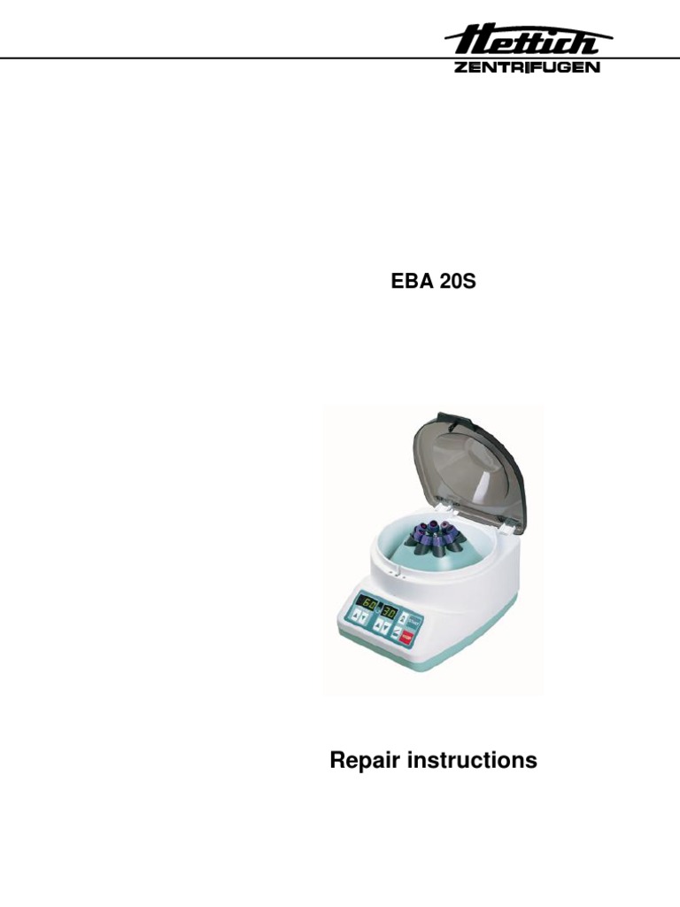 Hettich EBA20S Centrifuge Service Manual Electric Motor Switch
